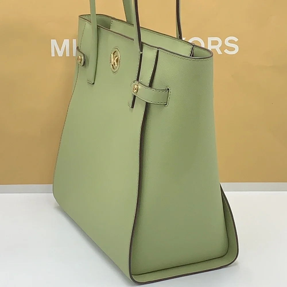 MICHAEL KORS CARMEN LARGE NORTH SOUTH TOTE LIGHT SAGE COLOR - Picture 6 of 15